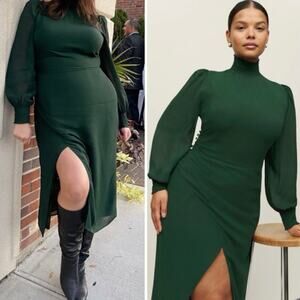 NWT Reformation Aude Midi Dress in Forest
Emerald Green